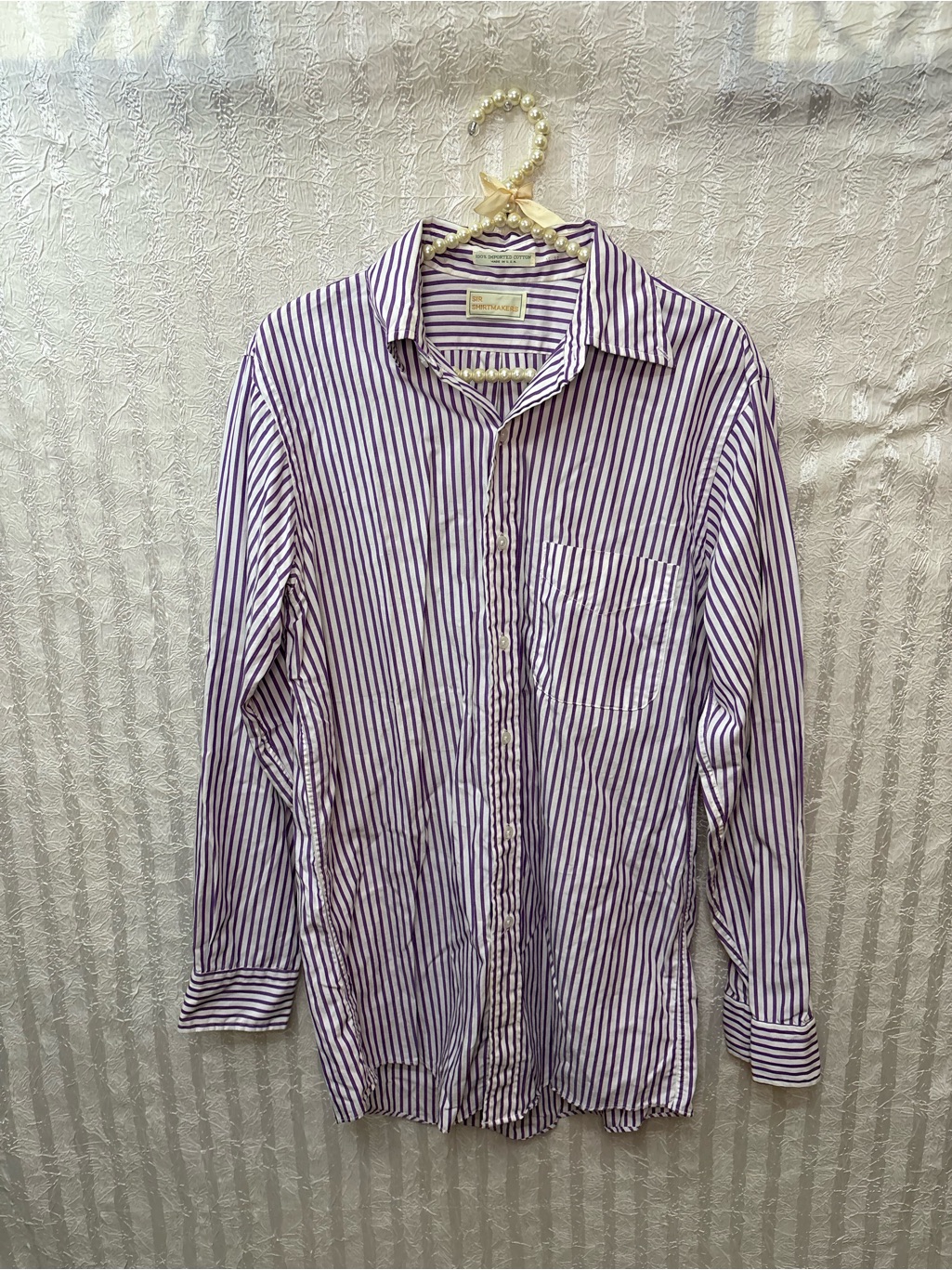 Men's Rare Vintage 100% Imported Cotton Pinstriped Dress Shirt